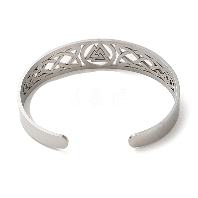 Non-Tarnish 304 Stainless Steel Hollow Cuff Bangles LS-BJEW-Z022-03P-1