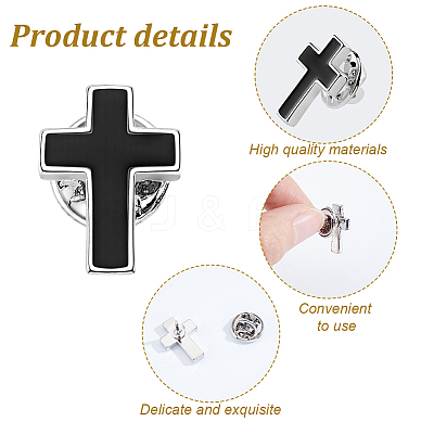 4Pcs Cross Brass Enamel Lapel Pin Backs for Backpack Clothes JEWB-GA0001-52-1