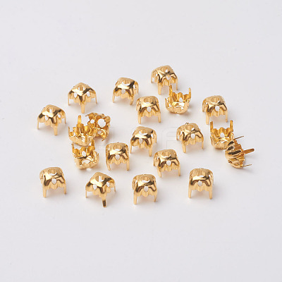 Square Brass Sew on Prong Settings KK-O084-05G-6x6mm-1