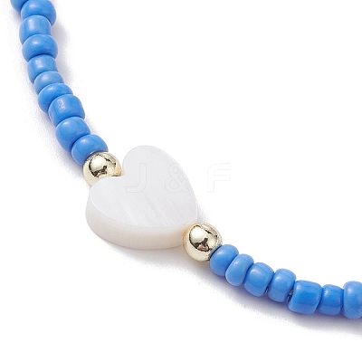 5Pcs 5 Colors Natural Shell Heart & Seed Braided Bead Bracelets Set BJEW-JB10039-01-1