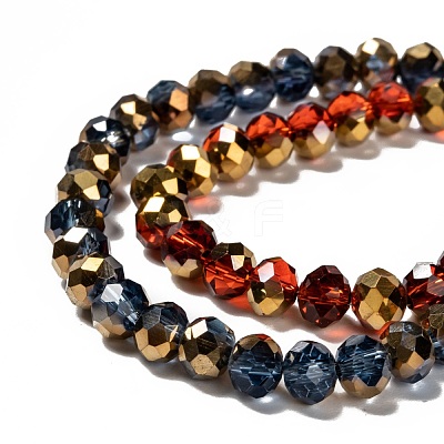 Electroplate Transparent Glass Beads Strands EGLA-A034-T6mm-O-1