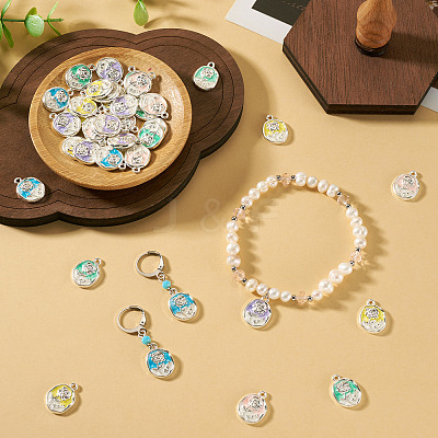 50Pcs 5 Colors Alloy Pendants ENAM-TA0003-93P-1