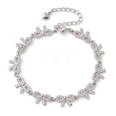 Brass Bowknot Link Chain Bracelets BJEW-D039-44P-1