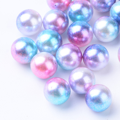 Rainbow Acrylic Imitation Pearl Beads OACR-R065-3mm-A02-1