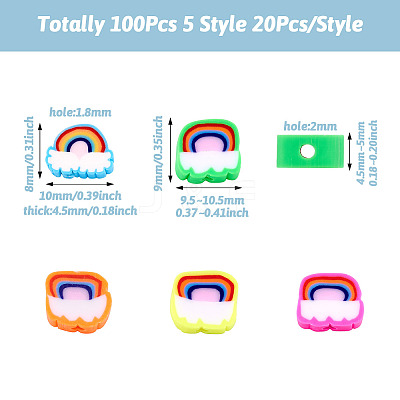 100Pcs 5 Style Handmade Polymer Clay Beads FIND-FW0001-33-1