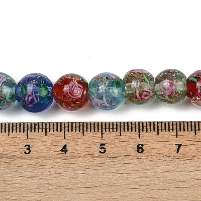 Handmade Glod Sand Lampwork Beads Strands LAMP-B028-03H-10mm-1