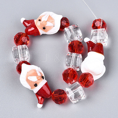 Christmas Theme Handmade Lampwork Beads Strands LAMP-N028-18A-1