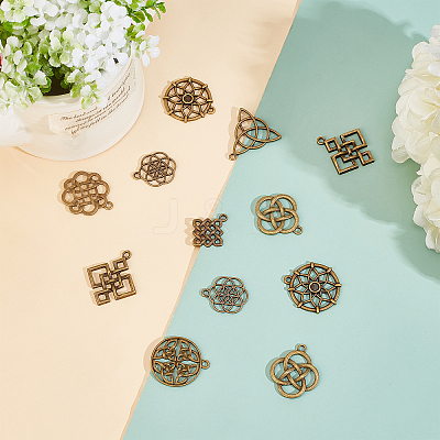 48Pcs 8 Style Tibetan Style Alloy Pendants TIBE-PH0001-19AB-1