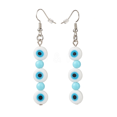 Lampwork Evil Eye & Acrylic Beaded Dangle Earrings EJEW-JE04972-04-1