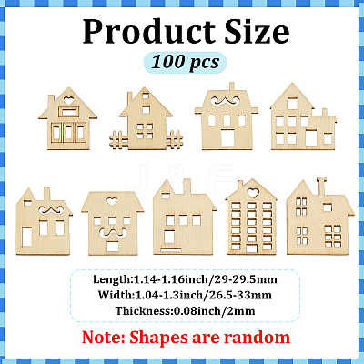 100Pcs Unfinished Wooden Cutcouts DIY-GF0013-50-1