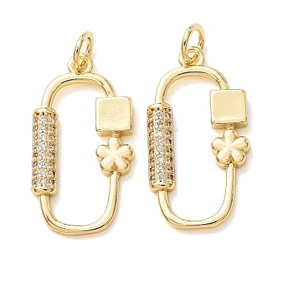 Brass Micro Pave Clear Cubic Zirconia Pendants CU-CBA2907-06G-1