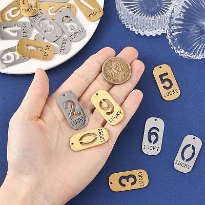10Pcs 10 Styles 304 Stainless Steel Pendants STAS-FS0002-17G-1
