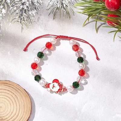 Christmas Glass Bracelets BJEW-JB12438-02-1