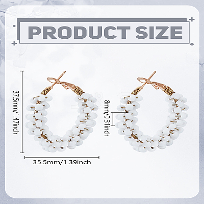 1 Pair Alloy Glass Seed Beads Hoop Earrings EJEW-LP0003-65F-1