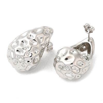 Brass Hammered Teardrop Stud Earrings for Women EJEW-M222-05P-1