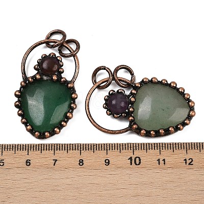 Natural Green Aventurine & Natural Amethyst Pendants G-Z101-06R-04-1