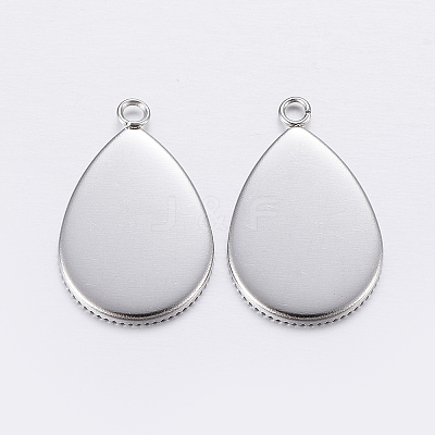 Tarnish Resistant 304 Stainless Steel Pendant Cabochon Settings X-STAS-P198-14B-1