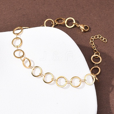 304 Stainless Steel Ring Link Chain Bracelets BJEW-P373-02B-G-1