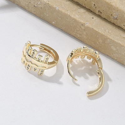 Brass Clear Cubic Zirconia Hoop Earrings EJEW-Q014-16G-1