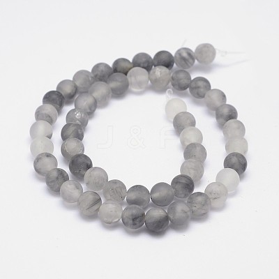 Frosted Natural Cloudy Quartz Round Beads Strands G-F255-02-6mm-1