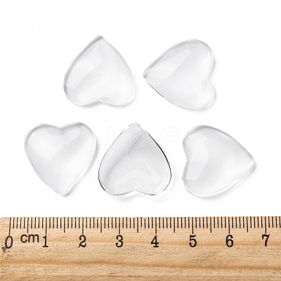 Transparent Glass Heart Cabochons GGLA-R021-20mm-1