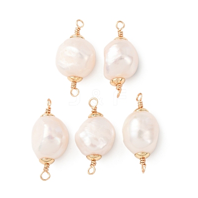 Natural Pearl Rice Connector Charms KK-Z152-01G-03-1