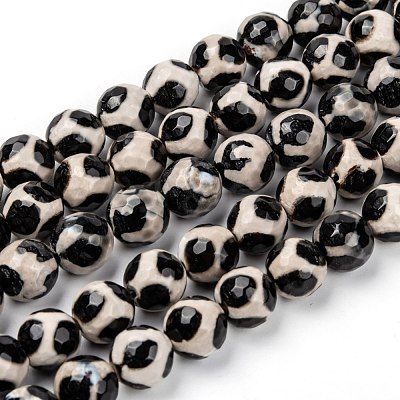 Tibetan Style Turtle Back Pattern dZi Beads X-G-H1453-1-1