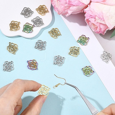 6Pcs 3 Colors 304 Stainless Steel Connector Charms STAS-YW0011-30-1