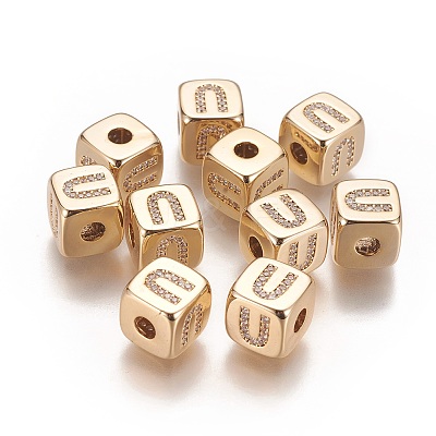 Brass Micro Pave Cubic Zirconia Beads KK-K238-16G-U-1