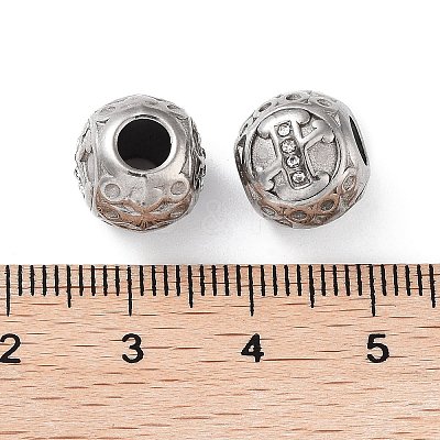 304 Stainless Steel Rhinestone European Beads STAS-A092-10X-P-1
