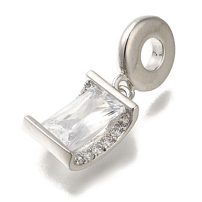 Rack Plating Brass Micro Pave Clear Cubic Zirconia European Dangle Charms KK-H485-18P-1