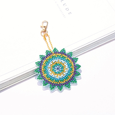 DIY Flower Keychain Diamond Painting Kits DIAM-PW0004-122-1