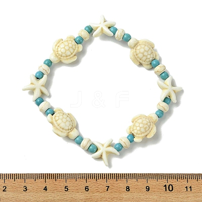 Synthetic Turquoise Beaded Stretch Bracelets for Women BJEW-JB13597-02-1