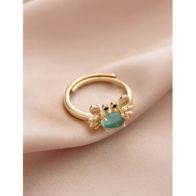 Brass Micro Pave Cubic Zirconia Adjustable Finger Rings FS-WGE54F5-02-1