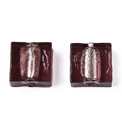 Handmade Silver Foil Lampwork Beads FOIL-S006-12x12mm-05-1
