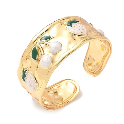 304 Stainless Steel Enamel Cuff Bangles for Women BJEW-B159-02G-1