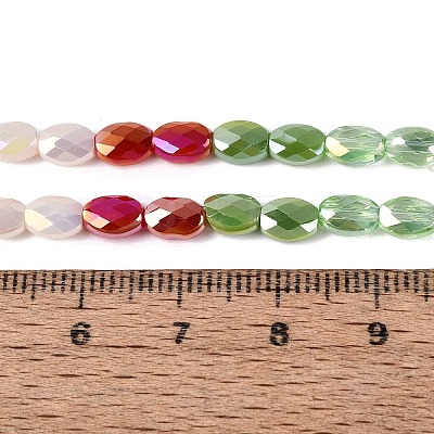 Electroplate Imitation Jade & Opaque & Transparent Glass Beads Strands EGLA-Q135-4x6MM-01F-1
