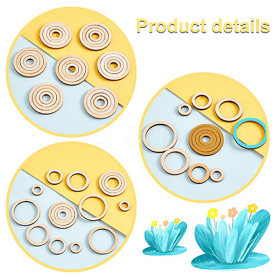 30 Sets Unfinished Wood Pieces Ring Set WOOD-PH0009-52-1
