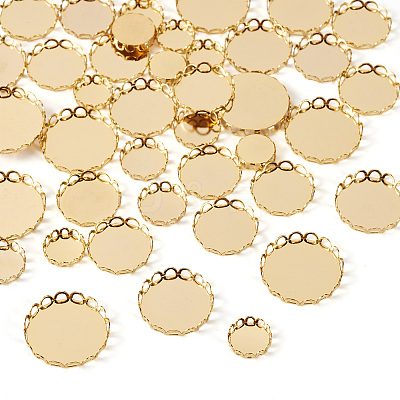 60Pcs 6 Style 304 Stainless Steel Cabochon Settings STAS-CD0001-11-1