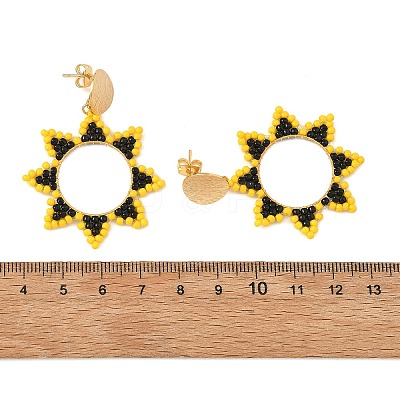 Brass Dangle Stud Earrings for Women EJEW-MZ00758-01-1