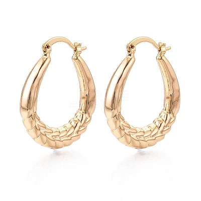 U-Shaped Brass Hoop Earrings EJEW-T047-105G-1