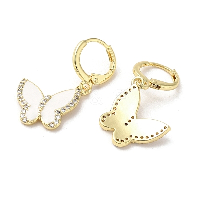 Butterfly Golden Brass Dangle Leverback Earrings EJEW-L268-035G-01-1