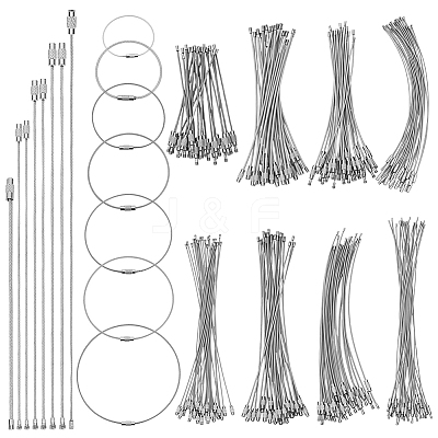 200Pcs 8 Styles 304 Stainless Steel Cable Wire Keychains AJEW-WA0003-97-1