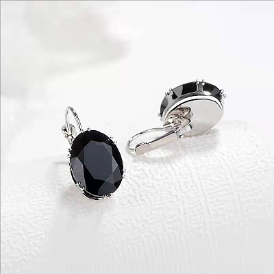 Oval Alloy Rhinestone Leverback Earrings FS-WG5DBAA-05-1