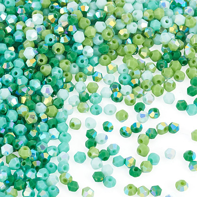 4 Strands 4 Colors AB Color Plated Opaque Glass Beads Strands GLAA-TADJ0001-20A-1