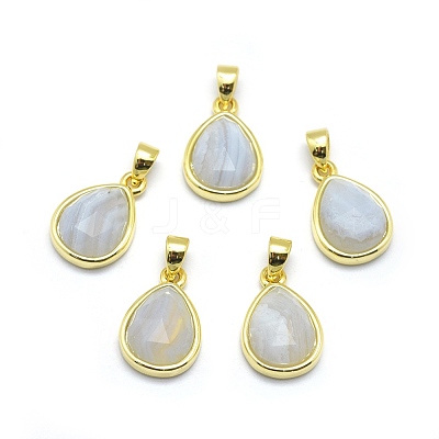 Natural Blue Lace Agate Pendants G-O176J-06G-1