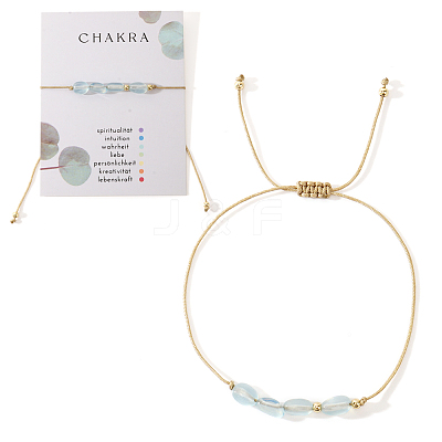 Chakra Adjustable Natural Aquamarine Bead Braided Bead Bracelets UY1901-10-1