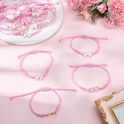 24Pcs Alloy Enamel Bowknot Link Bracelets BJEW-BM0001-03-1