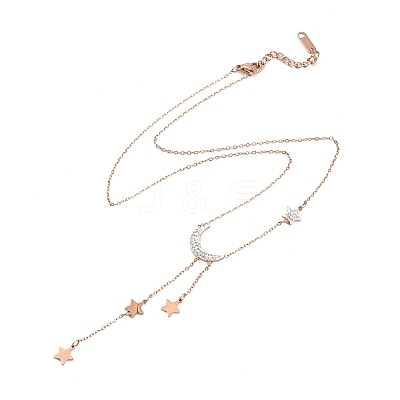 Ion Plating(IP) 304 Stainless Steel with Polymer Clay Rhinestone Necklaces NJEW-G081-09RG-1