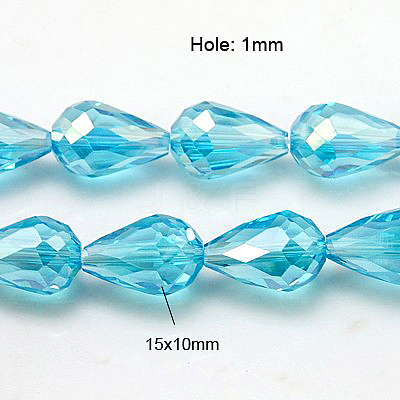 Electroplate Glass Faceted teardrop X-EGLA-D015-15x10mm-22-1